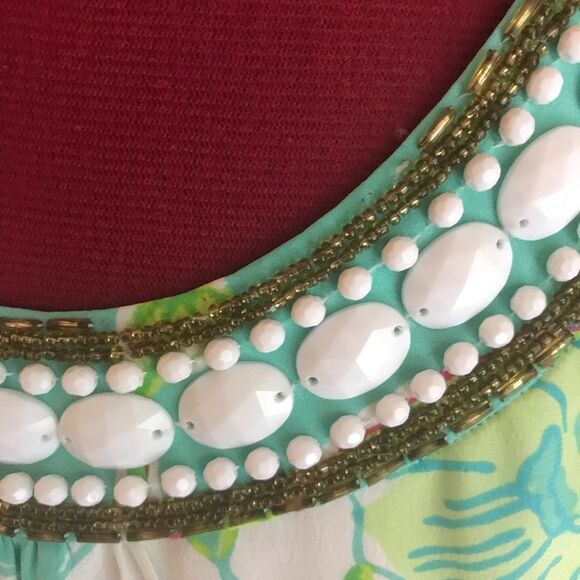 Lilly Pulitzer Madly Glamorous Harper Beaded Shift Dress 100% Silk Women Size 6 - Picture 15 of 15